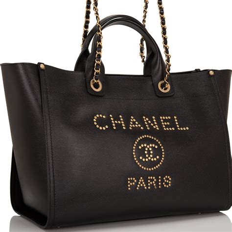 medium leather tote black chanel|chanel shopping tote price.